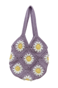Purple Granny Square Tote Handbag