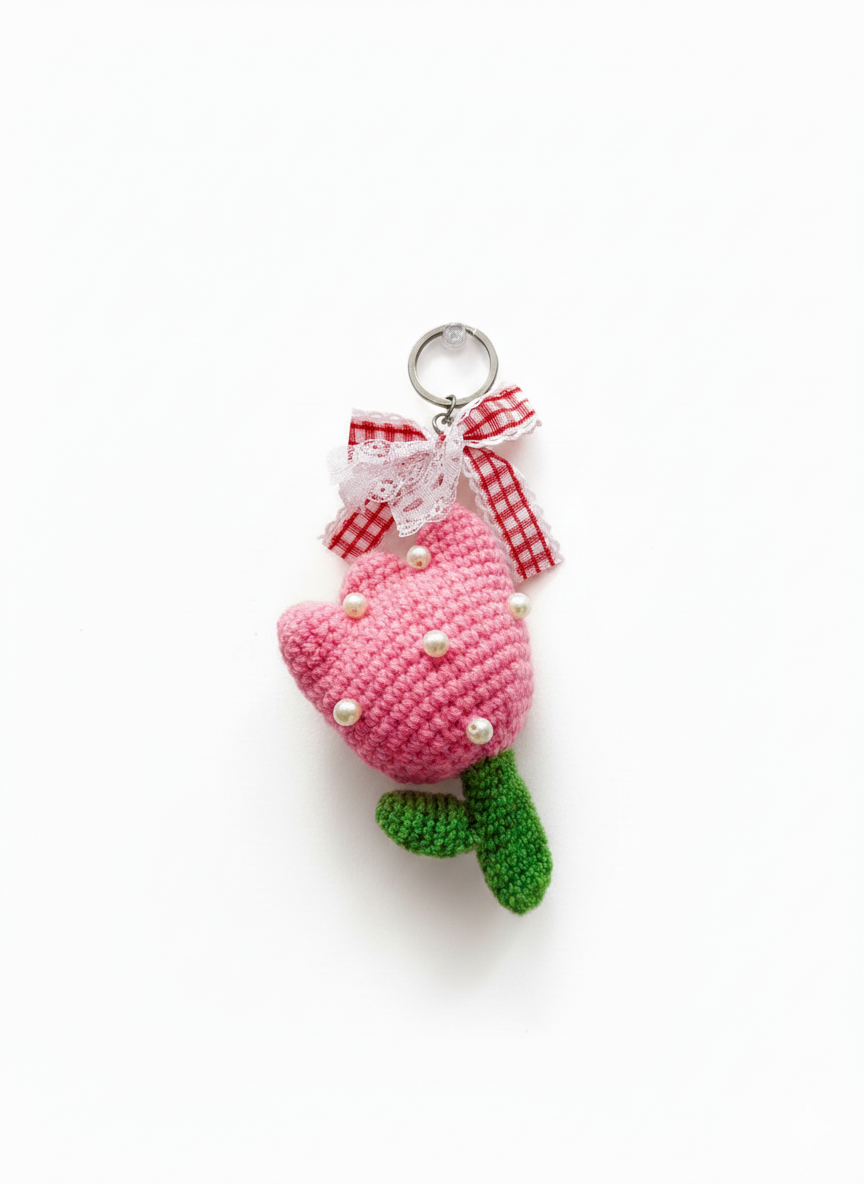 Tulip w pearl Keychain