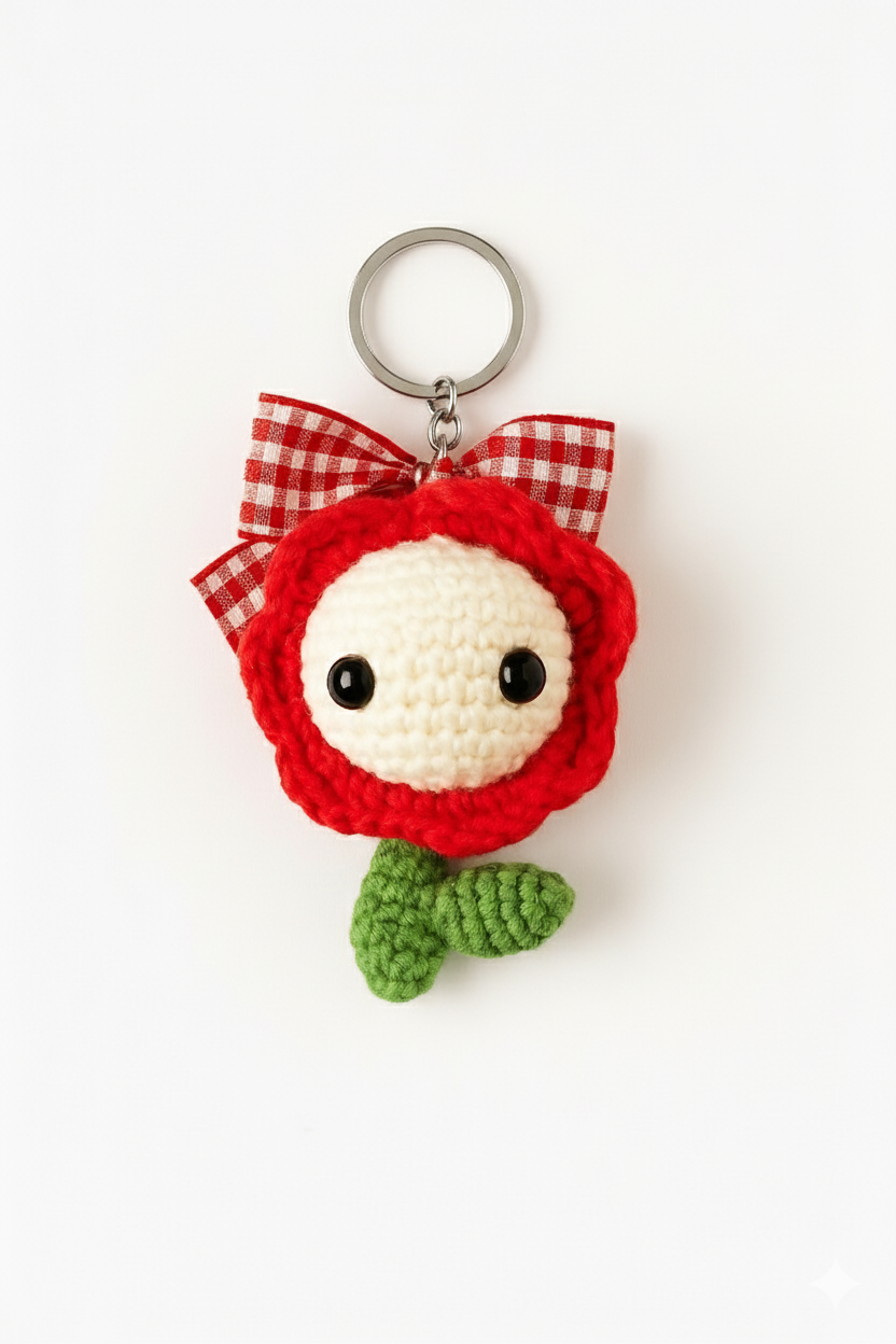 Flower w Bow Keychain