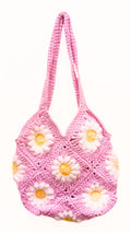 Pink Granny Square Tote Bag