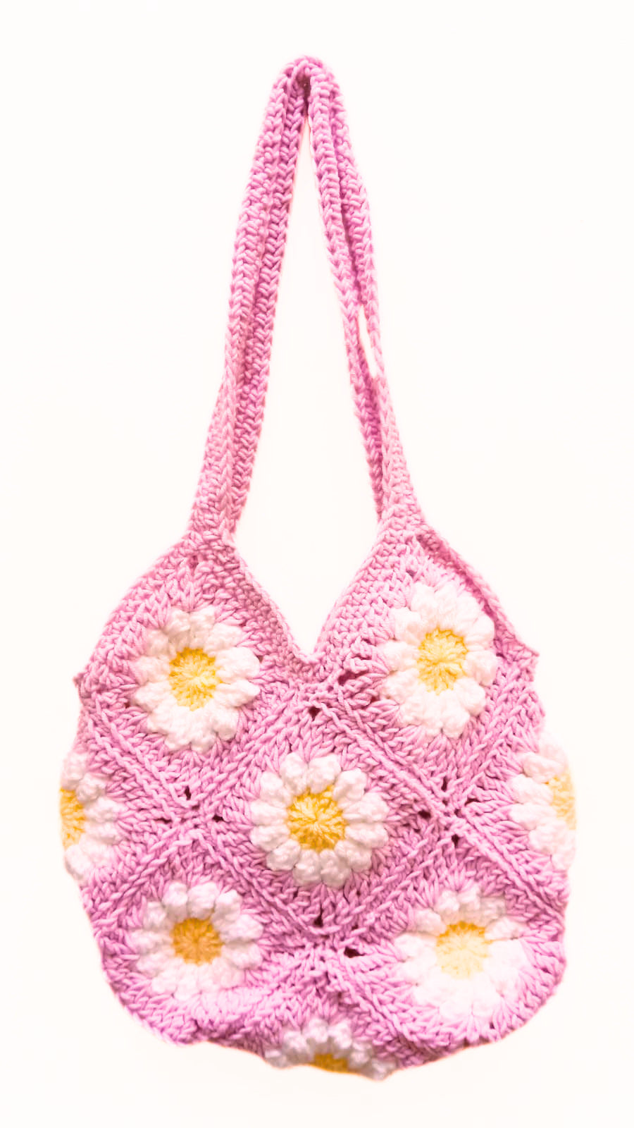 Pink Granny Square Tote Bag