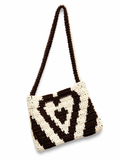 Brown Heart Shoulder Handbag