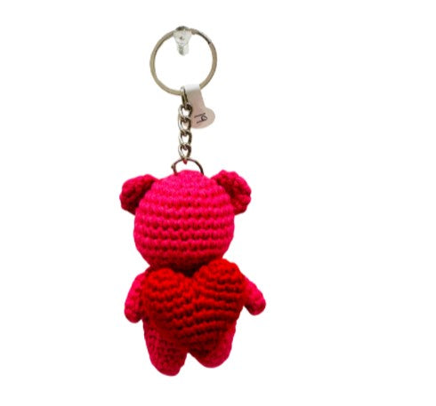 teddy with heart keychain