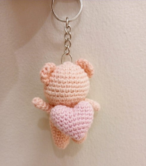 teddy with heart keychain
